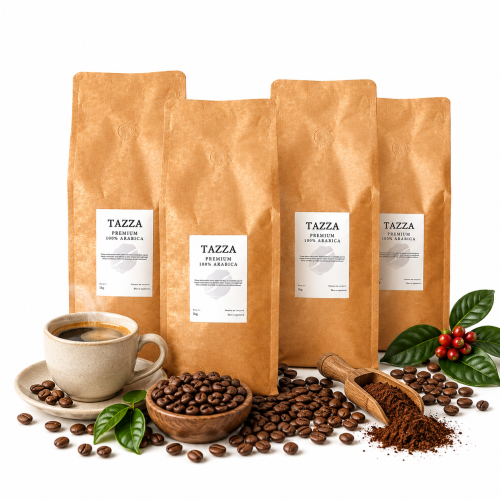 Przejdź do produktu Zestaw: 4x TAZZA - PREMIUM 100% arabica - kawa ziarnista 1kg