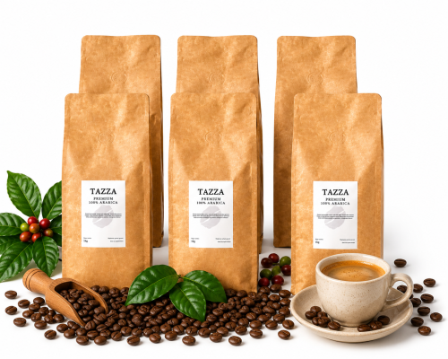 Przejdź do produktu Zestaw: 6x TAZZA - PREMIUM 100% arabica - kawa ziarnista 1kg