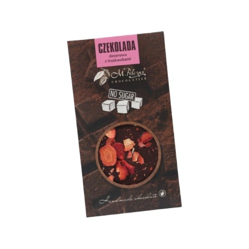 Przejdź do produktu Czekolada deserowa bez cukru M.Pelczar Chocolatier z truskawkami 45g