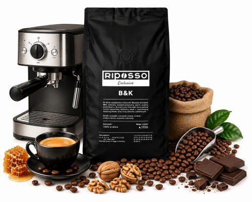 Przejdź do produktu Riposso Exclusive B&K 1kg 100% ARABICA - ŚWIEŻO PALONA